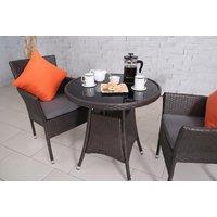Royal Craft Malaga Two Seater Bistro Set with Sleek Rattan & Safety Glass Table
