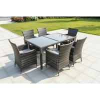 Elegant Rattan 6-Seater Dining Set with Black Tempered Glass Table