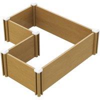 L-Shaped Plastic Wood-Grain Raised Garden Bed Planter for Outdoors