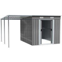 Spacious 5.5x7.5ft Flat Roof Shed with Side Canopy