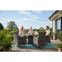 4- or 6-Seater Rattan Garden Set with Tempered Glass Table
