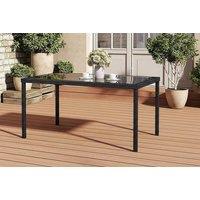 Rustic Rectangle Wicker Table with Tempered Glass