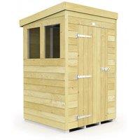 Wooden Pent Storage Shed, Heavy-Duty, Single Door with Windows, Heavy-Duty Timber, Multiple Sizes