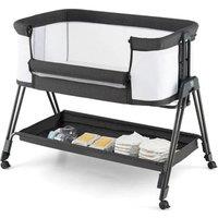 Infant Adjustable Bedside Crib with Mesh Sides and Soft Mattress