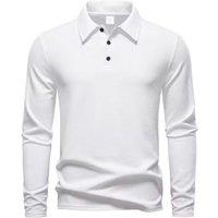 Black Men's Long-Sleeved Casual Polo Shirt with Button-Down Collar