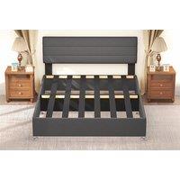 Modern Upholstered Platform Bed Frame with Adjustable Linen Headboard