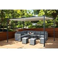 Modern Metal Garden Pergola with Retractable Roof & UV Sun Shade - 3m or 4m