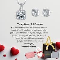 Silver-Tone Halo Necklace & Earrings Jewellery Set - Crystal Pav, Adjustable Chain, Gift Box