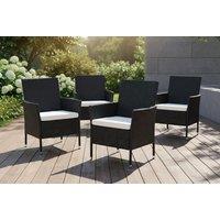 Outdoor Set of 4 Rattan Chairs with Cushions and Sturdy Metal Frame