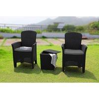 Ophelia 3-Piece Rattan Set with Cushioned High-Back Chairs
