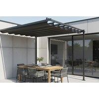 10FT x 13FT Outdoor Lean-To Pergola with Adjustable Canopy & Trellis