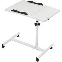 Height Adjustable Overbed Table Computer Desk with Wheels and Dual Panels