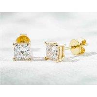 9K White Gold Princess Cut Diamond Stud Earrings - Luxury Hypoallergenic Studs