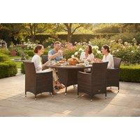 Royal Craft Nevada 6-Seater Round Rattan Dining Set with Cushions