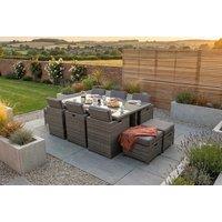 Royal Craft Paris 10-Seater Rattan Cube Dining Set with Weatherproof Cushions