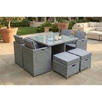 Royal Craft Paris 8-Seater Rattan Cube Set with Weatherproof Cushions and Table