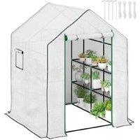 143 x 140cm Walk-In PVC Greenhouse Storage Shed with Shelving - Weatherproof Garden Building