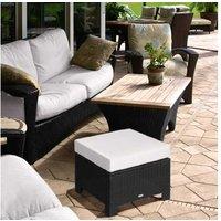 PE Rattan Outdoor Ottoman Footstool, Weather-Resistant, 50x50x35cm, Black