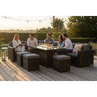 Barcelona 9-Seater Rattan Corner Sofa Set with Cozy Fire Pit Table