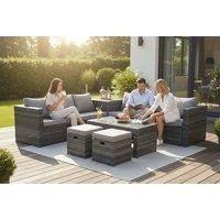 Spacious 8 Seater Rattan Corner Sofa Set with Dual Tables and Stools