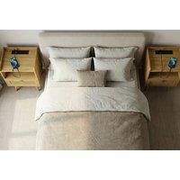 Set of 2 Bedside Tables with Rattan Accent Drawer, Charging Station & Storage Shelf