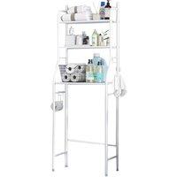 3-Tier Over-Toilet Bathroom Storage Rack with Metal Shelves - White