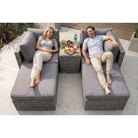 Paris 4-Seater Multi-Setting Relaxer Garden Furniture Set with Table & Footstools by Royal Craft