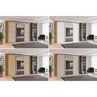 Contemporary MDF Triple Sliding Oak Wardrobe with Drawers & Generous Storage - 250cm Space-Saving Bedroom Furniture