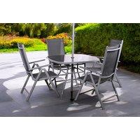 Rio 4-Seater Recliner Dining Set with Parasol and Glass Table