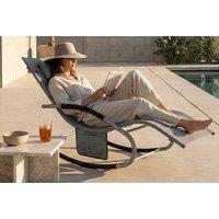 Grey Sun Lounger Rocking Recliner Chair with Padded Pillow Headrest
