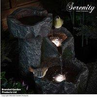 Cascading Rock Bird Water Feature - Garden Ornament & Outdoor Decor, Weather-Resistant Polyresin Sculpture