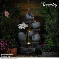 Serenity Cascading River Rock Pots Garden Water Feature - Durable Polyresin Outdoor Ornament