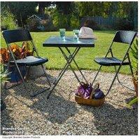Rattan Effect Folding Garden Bistro Set - Weather-Resistant, Space-Saving, 2-Seater Outdoor Furniture