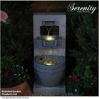 LED Cascading Bowl Garden Water Feature - Modern Outdoor Decor, Weather-Resistant Polyresin