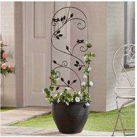 1.2M Metal Plant Support with Decorative Leaf Design - Durable Garden Structure