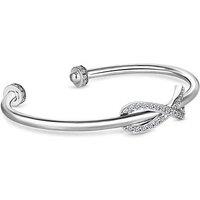 Rhodium Plated Infinity Crystal Bangle Bracelet - Elegant Cuff, 5.5cm, Diamond Style