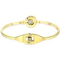 Gold Plated Love Language Bangle Bracelet - Crystal Accent, 6cm, Bullet Back Clasp