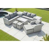 PRICE DROP! 10-Seater Rattan Outdoor Garden Furniture Set with Recliner & Coffee Table
