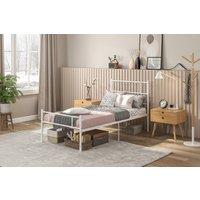 Elegant Single Metal Bed Frame with Headboard & Sturdy Base