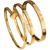 Women's 18K Gold-Plated Vacuum-Set Diamond 3pc Bracelet Set - 4 Design Options