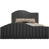 Elegant Upholstered Vertical Wave Bed Frame