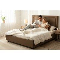 Contemporary Brown Ottoman Fabric Storage Bed - Kingsize, Modern Design