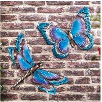 Weather-Resistant Metal & Glass Butterfly Wall Art - Garden Ornament & Outdoor Decor
