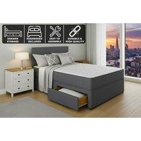 Grey Fabric Divan Bed with Storage & Mattress