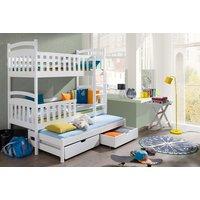 Viki Kids Bunk Bed with Storage, Safety Rails & Pine Wood Frame