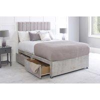 Cream Divan Bed with Storage Drawers & Headboard - Premium Fabric, Multiple Sizes