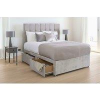 Divan Bed with 2 or 4 Storage Drawers, Cube Headboard & Premium Naples Fabric - All Sizes