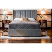 Light Grey Plush Divan Bed with Storage & Orthopaedic Mattress