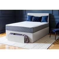 Light Grey Plush Divan Bed with Mattress & Storage
