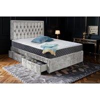 Premium Velvet Divan Bed with Headboard & Memory Sprung Mattress - Multiple Sizes & Drawer Options